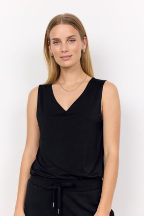 Soyaconcept Shirttop SOYACONCEPT SC-MARICA 283, Damen, Gr. XXL, schwarz, Jersey, Obermaterial: 93% Lyocell, 7% Elasthan, unifarben, normal, V-Ausschnitt, Tops Shi