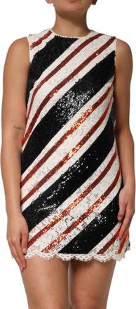 Dolce & Gabbana Womens Multicolor Sequin Embellished Shift Dress Nylon