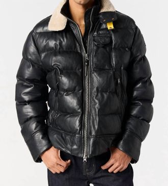 Parajumpers Gian Leather Jacket In Black