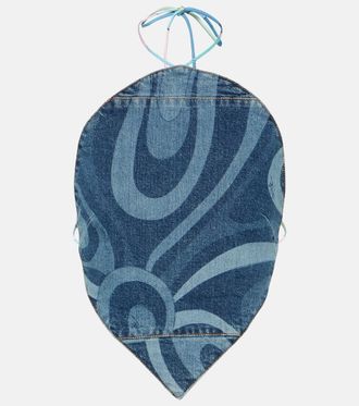 Pucci Marmo halterneck denim top