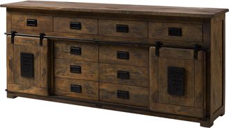 Massivmoebel24 Sideboard Mango 200x45x90 Braun Lackiert Railway 422