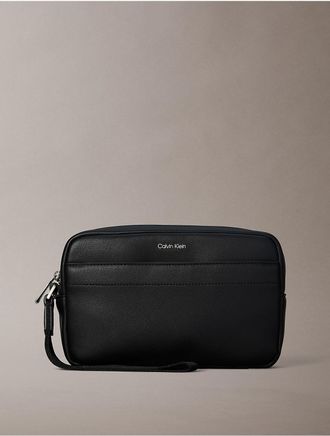 Calvin Klein Mens Raised Logo Pouch - Black