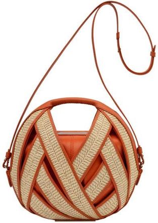 Perrin Paris Le Petit Panier Xbody Raphia Flame in Raphia Beige /Flamme at Nordstrom