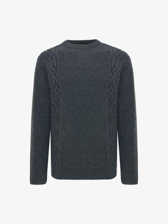 Genti Cable Roundneck | Donkergrijs