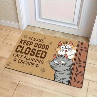 OEM Alfombra De Entrada Para Interiores Con Estampado De Gatos, Alfombra Decorativa Tejida A M&aacute;quina, Alfombra De Fibra De Poli&eacute;ster, 1 Cm De Grosor, 6090