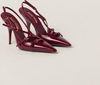 Miu Miu Patent leather slingbacks with buckles