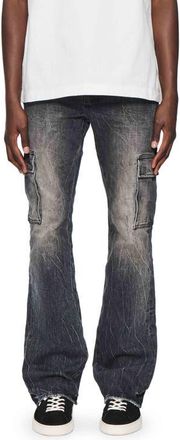 Purple Tinted Worn Flare Cargo Jeans in Black at Nordstrom, Size 28