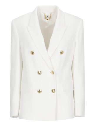 Elisabetta Franchi Ivory Viscose Double-Breasted Blazer