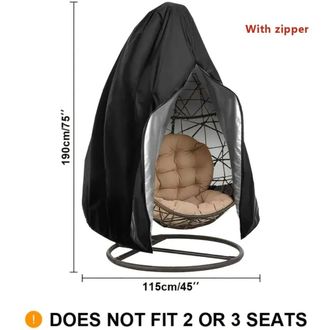 OEM Funda Para Silla Colgante, Funda Protectora Para Silla Colgante De Mimbre De Rat&aacute;n De Jard&iacute;n, Resistente Al Agua - 190 X 115 Cm (negro)