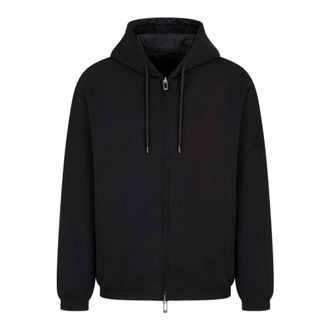 Emporio Armani Double Jersey Hoodie met Rits - Heren - Vesten met rits - Zwart - M - Katoen - Hoodies & sweatvesten