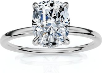 Pompeii3 Certified 2Ct Cushion Hidden Halo Diamond Engagement Ring 14k Gold Lab Grown