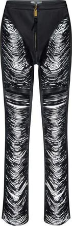 Elisabetta Franchi Broeken, Dames, Zwart, 2Xl, Leer, Nappa leren broek met franjes