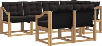 vidaXL Conjunto De Sof&aacute;s De Exterior 7 Uds. Blanco Y Negro Vidaxl