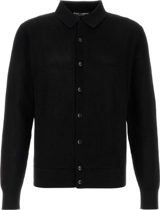 Dolce & Gabbana Mens Black Mesh Cardigan Cotton - Size EU 50 (Mens)