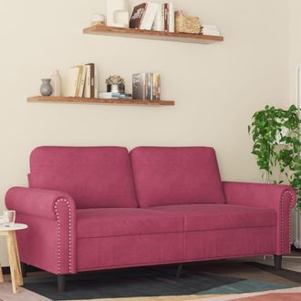 vidaXL Sof&aacute; De 2 Plazas De Terciopelo Rojo Tinto 140 Cm Vidaxl