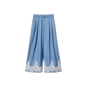 Twinset Wide Trousers, female, Blue, Size: M Actitude Palazzo Trousers