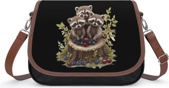 Generic Cute Raccoons Small Womens Crossbody Bags Shoulder Handbag with Adjustable Strap for Travel