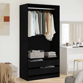 vidaXL Vidaxl - Guardaroba Rovere Nero 100 X 50 X 200 Cm Legno Multistrato