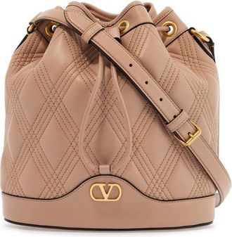 Valentino Garavani Vlogo Plaque Drawstring Quilted Shoulder Bag