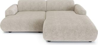 Sia Home Sof&aacute; cama derecho 4 plazas terciopelo con motivos beige 266 cm