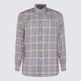 Auralee Shirts Light Blue X Beige-Uomo