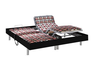 Vente-Unique Electric Adjustable Bed 2X48 Black Wood Decorative Pads - 2 X 70 X 190 | Size: Single