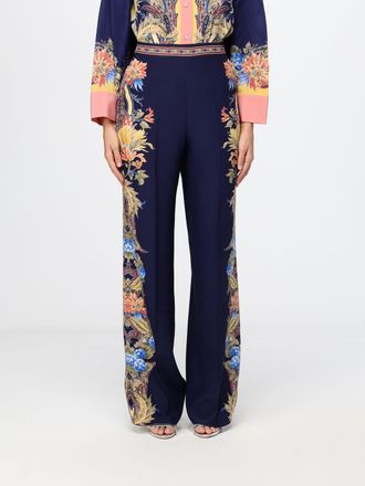 Etro Pantaloni palazzo a vita alta in seta con stampa Paisley
