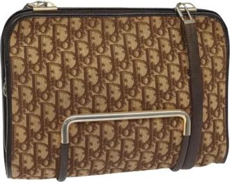 Dior Pre-owned Shoulder Bags, female, Brown, Size: ONE SIZE Pre-owned Canvas Shoulder Bag