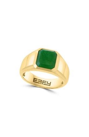 Effy 14K Gold Plated Sterling Silver Jade Signet Ring in Green at Nordstrom Rack, Size 10