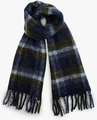 Tommy Hilfiger Mens Plaid Wool-Blend Scarf - Blue