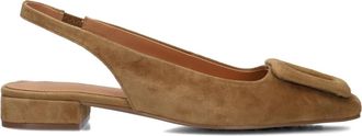 Stefano Lauran Kameel Slingback Schoenen voor Vrouwen - Dames - Ballerinas - Bruin - 38 EU - Linnen - Schoenen