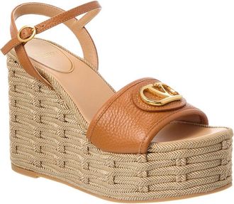 Valentino Vlogo Signature 120 Grainy Leather Wedge Sandal