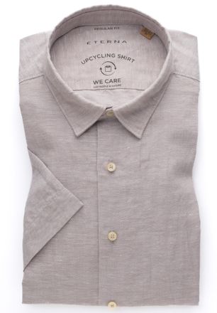 Eterna Kurzarmhemd ETERNA REGULAR FIT, Herren, Gr. XL, N-Gr, beige, 32% cotton, 54% Leinen, 14% Lyocell, normal, Hemden Kurzarmhemd, EASY IRON (b&uuml;gelleicht)