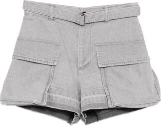 sacai belted denim shorts - Grey