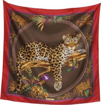 Ferragamo Leopard Print Scarf in Multicolor Silk