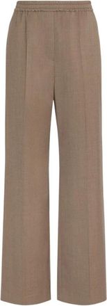 Max Mara Wijde broek - Dames - Wijde Broeken - Bruin - XS - Wol - Broeken