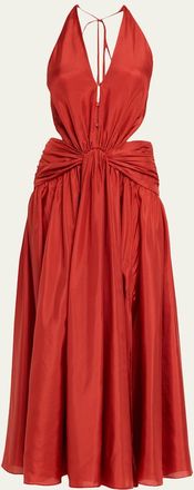 Zimmermann Indra Plunge Halter Maxi Dress