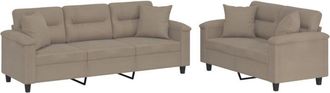 vidaXL Juego De Sof&aacute;s Con Cojines 2 Piezas Tela Microfibra Gris Taupe Vidaxl