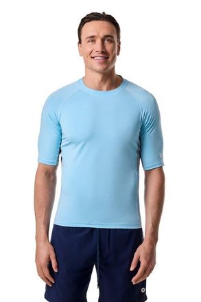 Coolibar Mens Ultimate Short Sleeve Rash Guard, UPF 50+ Sun Protection in Blue Line at Nordstrom, Size Xx-Large