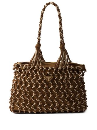 Prada large Noué tote bag - women - Fabric/Calf Suede - OS - Brown