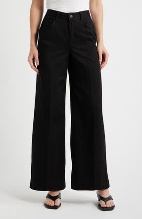 Mavi Five-Pocket Wide Leg Pants in Black at Nordstrom, Size X-Large