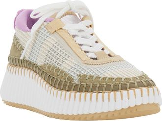 Chlo&eacute; Womens Platform Sneakers Nama Beige Suede Polyester Trainers