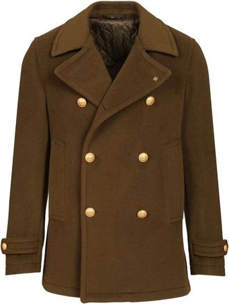 Tagliatore Jassen, Heren, Groen, 2Xl, Wol, Dubbelrijige wollen jas