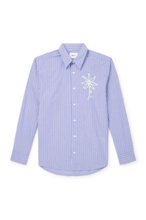 Nn.07 Quinsy Appliqu&eacute;d Pinstriped Supima Cotton Shirt