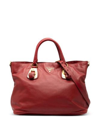 Prada 2013-2025 Soft Calfskin Open Convertible Shopping Tote satchel - Red