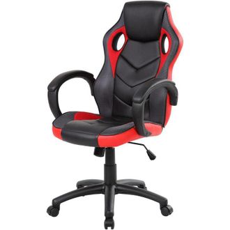 Dmora Silla Gaming Darlanc, Sill&oacute;n Gaming Adulto, Silla De Escritorio, 66x61h104/114 Cm, Negro Y Rojo - Dmora