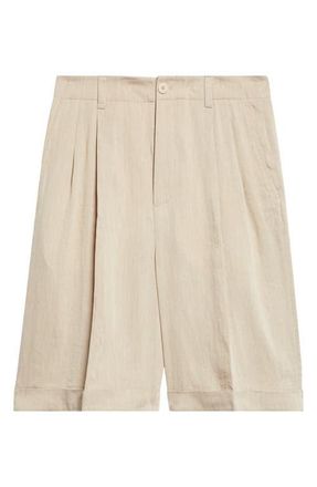 Jacquemus Cuffed Linen Blend Herringbone Bermuda Shorts in Beige at Nordstrom, Size 32 Us