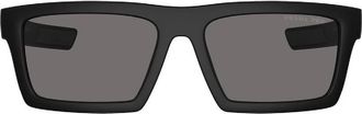 Prada Dark Grey Polarized Rectangular Mens Sunglasses PS 02ZSU 1BO02G 58