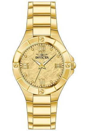 Invicta Wildflower 50391 Dameshorloge - Quartz Uurwerk - Roestvrij Staal met Gouden Wijzerplaat - 26 mm