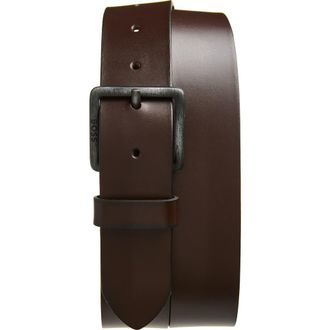 BOSS Jeeko Leather Belt in Dark Brown at Nordstrom, Size 32